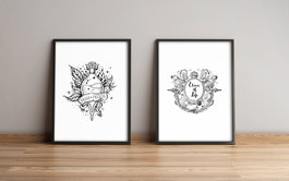 Wallity Cuadro Decorativo Enmarcado en MDF Multicolor (2 Piezas)